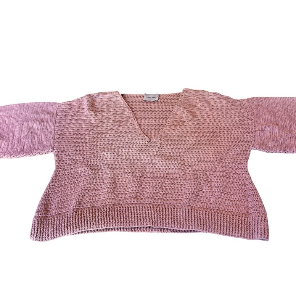 Rachel Comey Short Sleeve Crochet Sweater Pink Wool Blend Boxy Fit L in GUC - Picture 3 of 9